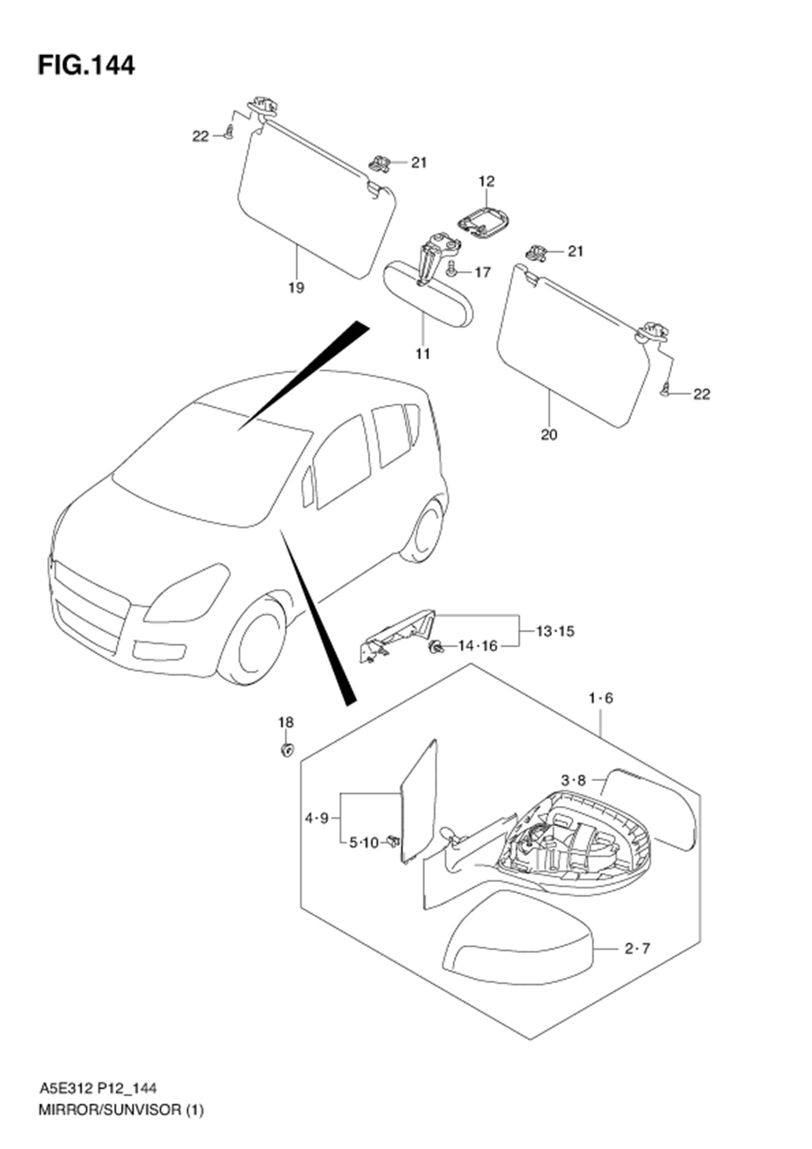 FIG.144 MIRROR/SUNVISOR (TYPE 1)