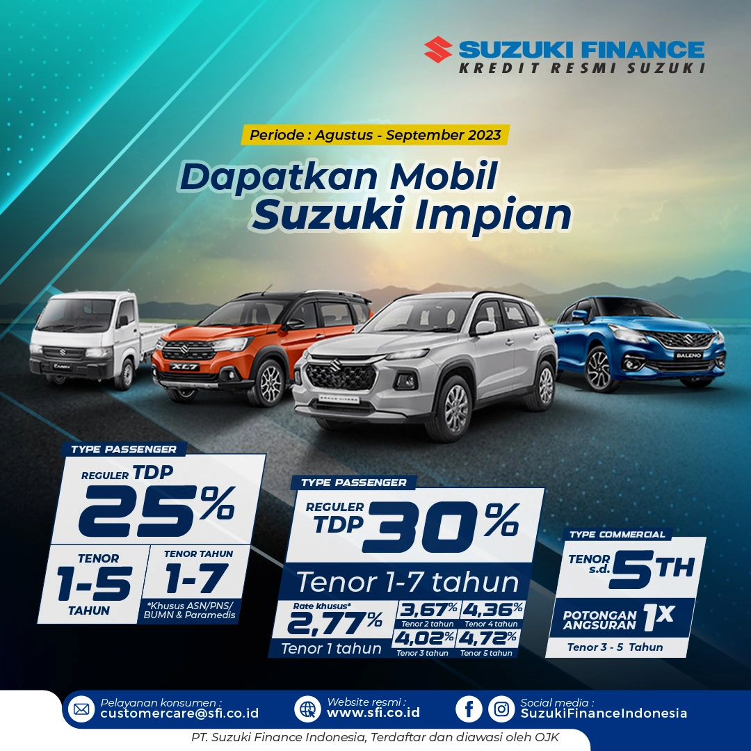 Beli Mobil Makin Untung Suzuki Finance Indonesia Beri Potongan Dan Cicilan Ringan Hingga Akhir September 2023